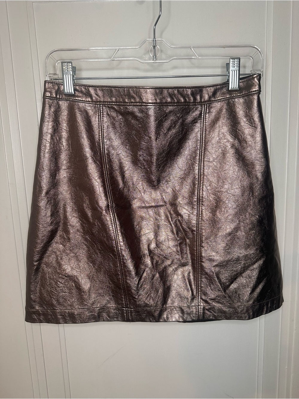 Abercrombie & Fitch Metallic Bronze Faux Leather Mini Skirt